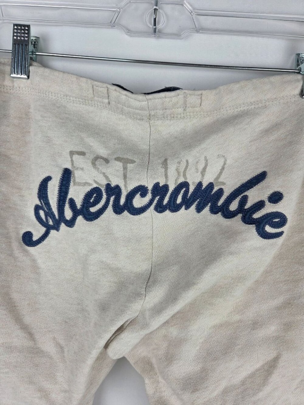 VTG Y2K 2003 Abercrombie & Fitch Cropped Sweatpants XL Grey Script Logo Butt - Picture 5 of 11